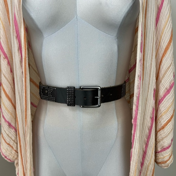 Joe’s Jeans Handmade Genuine Leather Belt Studded Black Size XS Men’s S Women’s - Picture 3 of 7